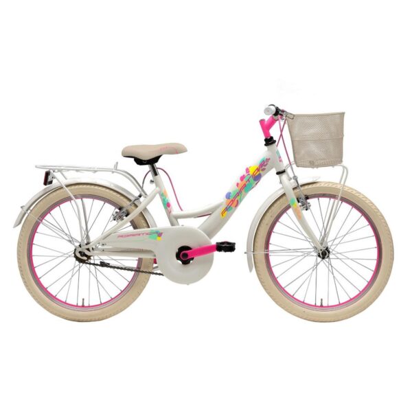 Adriatica dječji bicikl ženski 20" bijelo/rozi + košara