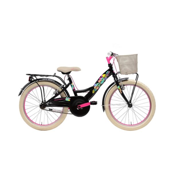 Adriatica dječji bicikl ženski 20" crno/rozi + košara