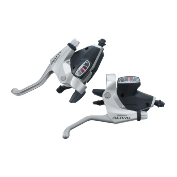 Ručica Kočnice/Mjenjača Shimano Alivio St-M410-Ns, 8X3 Brzine, Sajla Mjenjača Sus, Standardna Duljina Bužira Mjenjača I Kočnice Crvena, Ogd, Neutral Srebrna